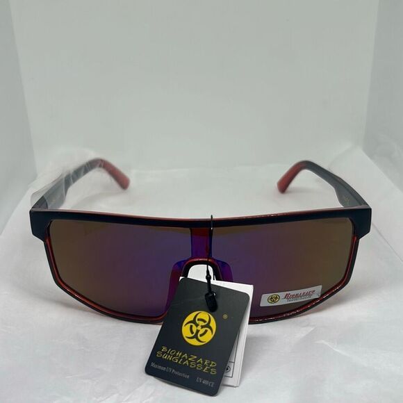 Biohazard Mirrored Shield Sunglasses – Model BZ66302 - Picture 3 of 3